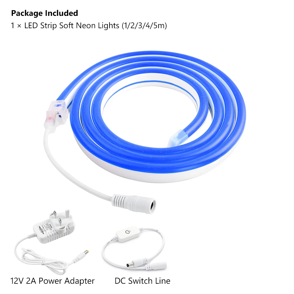 12V LED Pásy Flexibilné Neónové svetlo Nepremokavé dc svetlo led Lano Zatemnenie Miestnosti, Bar Dekorácie, Farba Teplá Biela Červená Modrá US/EU/UK Plug