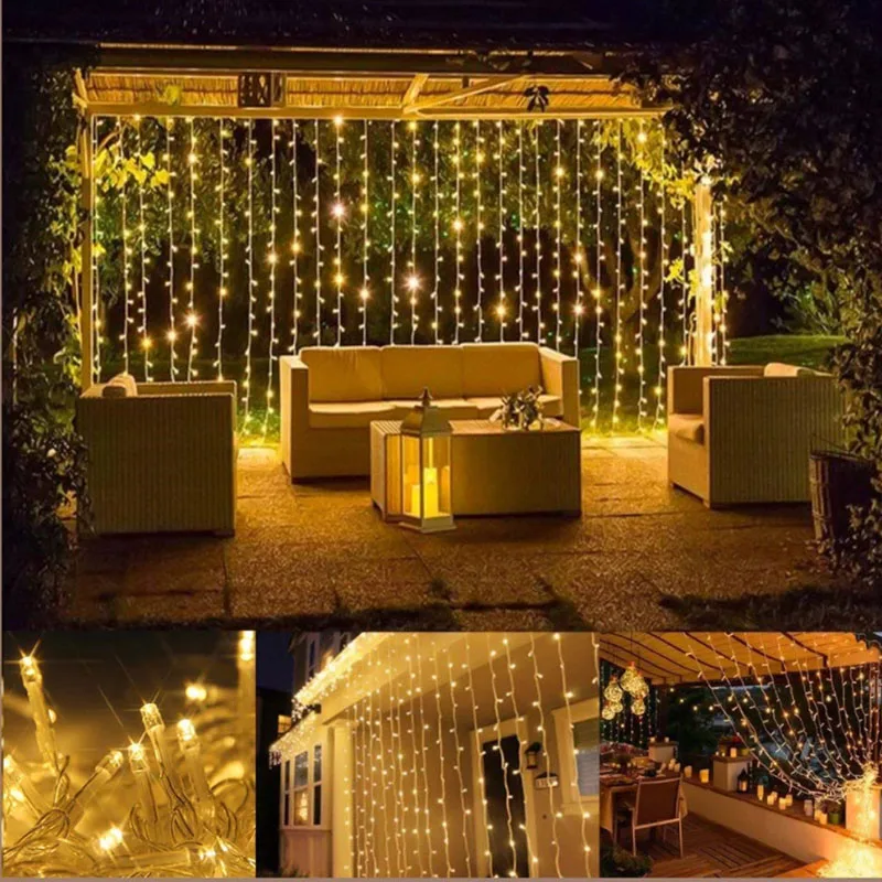 3x3M LED Cencúľ String Svetlá na Vianočné Rozprávky Svetlá Garland Vonkajšie Domov Na Svadbu/Party/Záclony/Záhradné Dekorácie