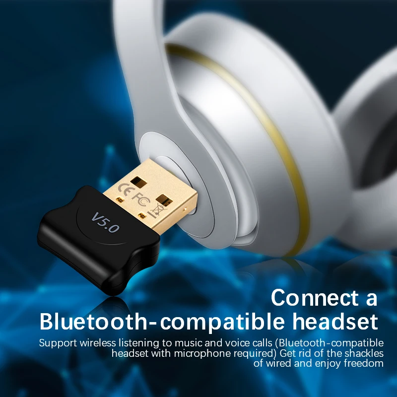 5.0 Bluetooth-kompatibilného Adaptéra USB Vysielač pre Pc Počítač Receptor Prenosné Slúchadlá Audio Tlačiareň Údaje Dongle Prijímač 0