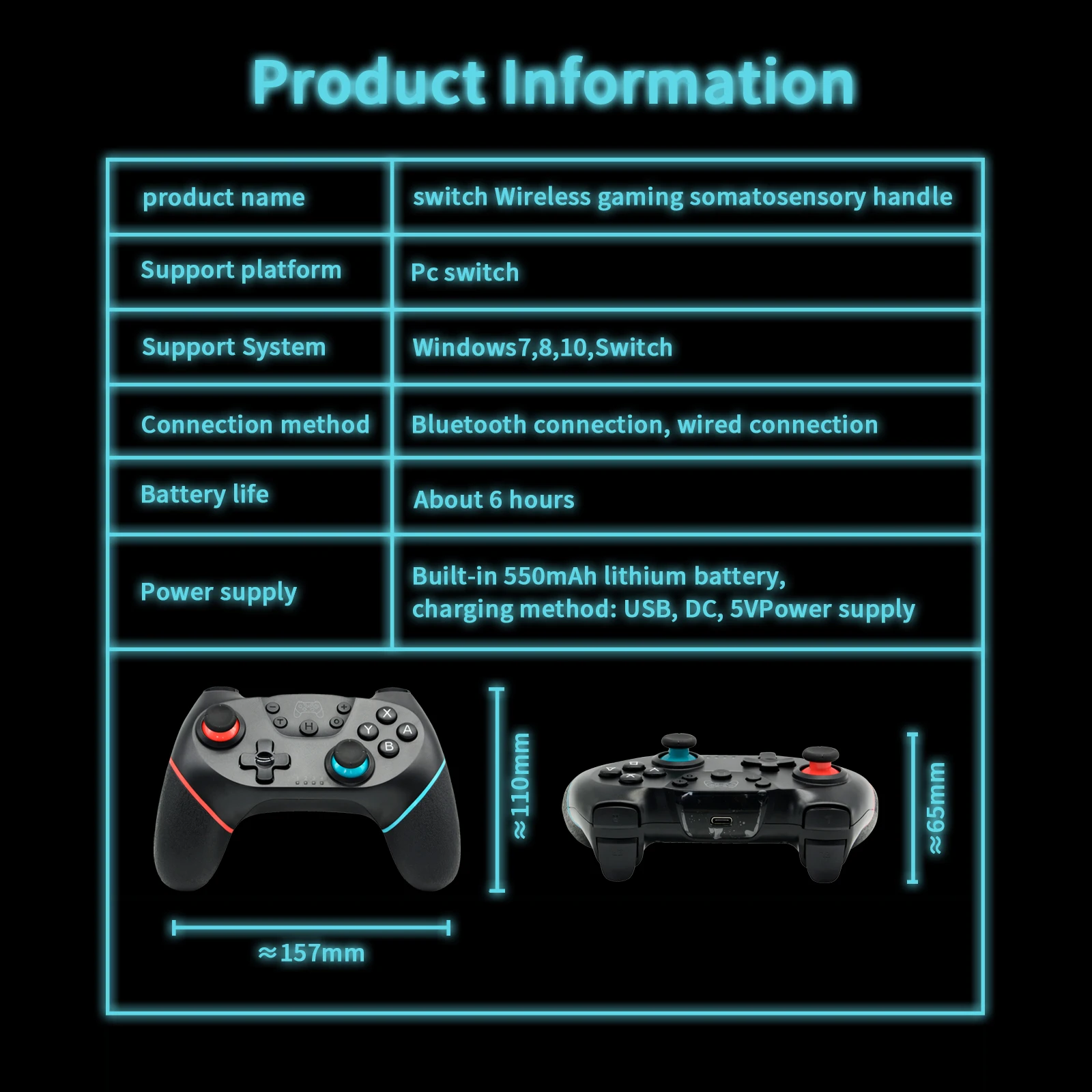 Bluetooth Wireless Gamepad Ovládanie Pre Mobilné Ovládači Ovládač Pre PC, Nintendo Switch Konzoly Bezdrôtový Gamepad