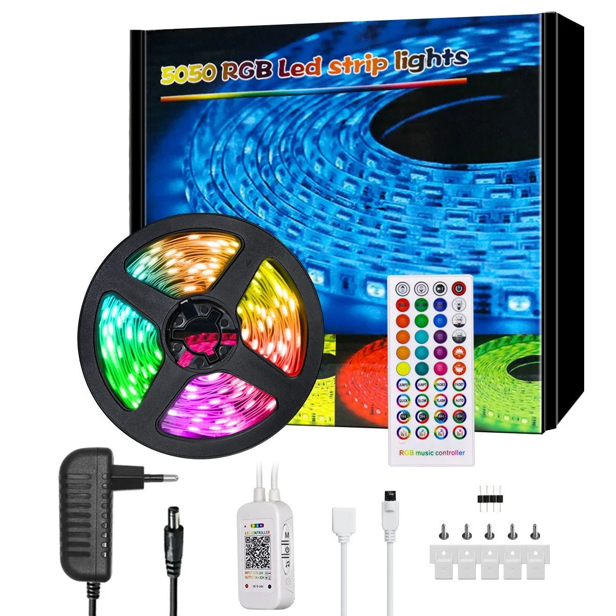 LED Pásy Svetlá Bluetooth dc svetlo Led RGB 5050 Flexibilné Pásky Dióda 5M 10 M 15M DC 12V Diaľkové Ovládanie+Adaptér Blacklight 0
