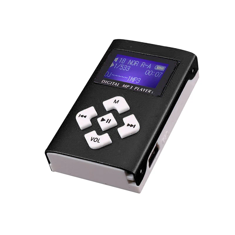 MP3 Prehrávač Reproduktor Tlačidlo V riadku Kartu Mini LCD Displej Prenosné Walkman S Rádio Nahrávanie TF Kariet 3.5 mm Stereo Jack