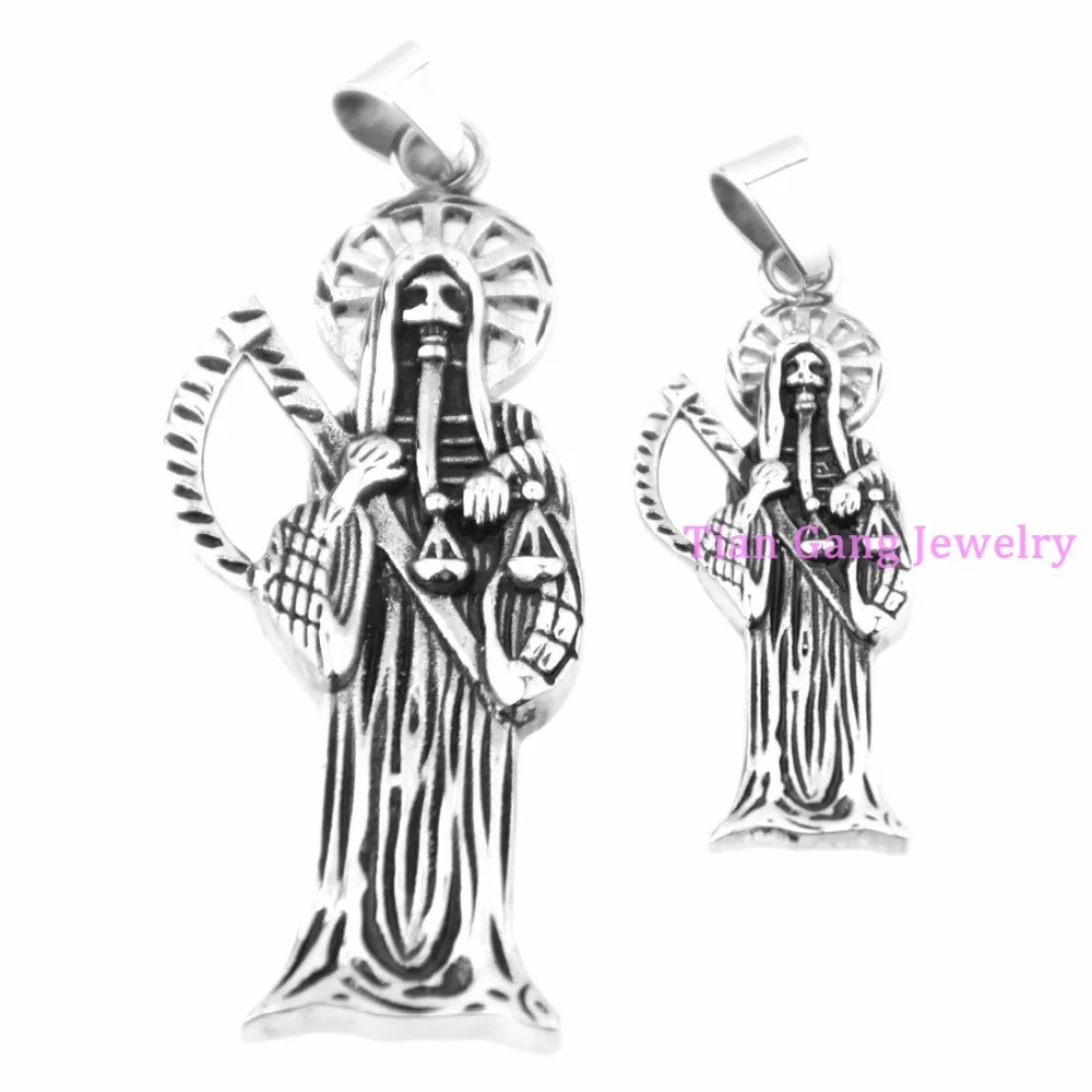 Móda Malé alebo Veľké 316L Nerezovej Ocele Duch Svätý Smrti Santa Muerte Prívesok Mužov Náhrdelník Strieborná Farba Šperky Darček