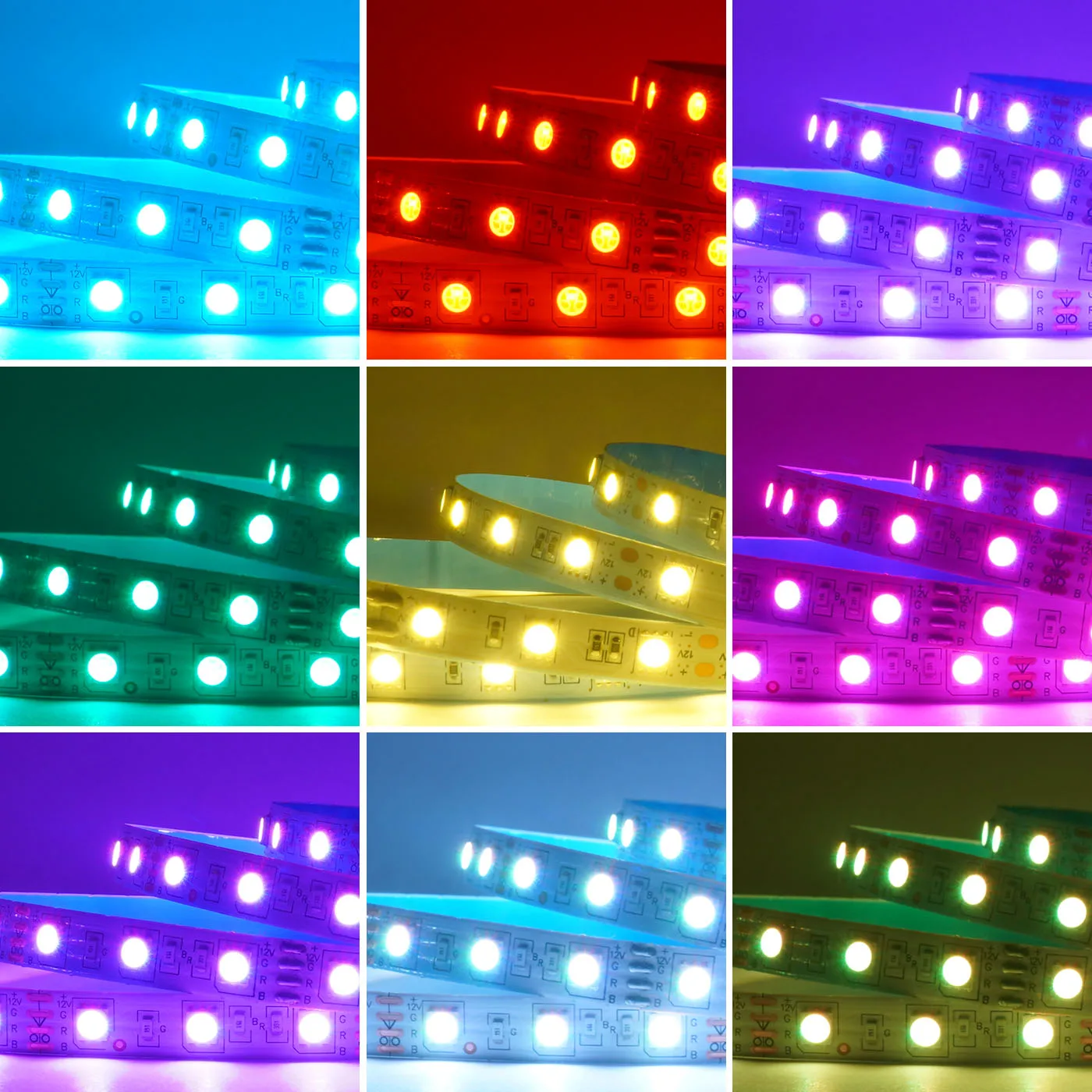 RGB LED Pás Svetla, Farebné Diódy LED Svetlo Páska Flexibilné Podsvietenie 12V 5m 300 LED 60 Led/m 5050 RGB Biela