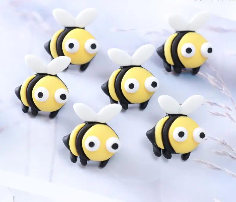 Živica Kawaii Cartoon Veľké Oko Bee Flatback Cabochon Scrapbooking Pre Telefón DIY Figúrka Remesiel Domova