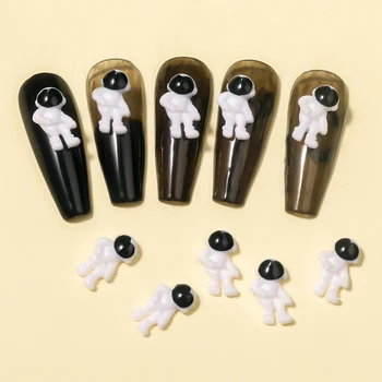 10PC Živice Astronaut Nechtov Accessorie Čierna Modrá 3D animovaný Dizajn Astronaut Prívesok Nechtov Accessorie DIY Nechtov umeleckou Výzdobou Nástroj