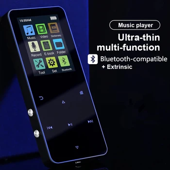Bluetooth-kompatibilné Mp3 Prehrávač, Hifi Kovové Prenosné Hudobné Walkman s Fm Rádio, Nahrávanie Zabudovaný 32G Dotykové Tlačidlo 1.8 Palcový Displej