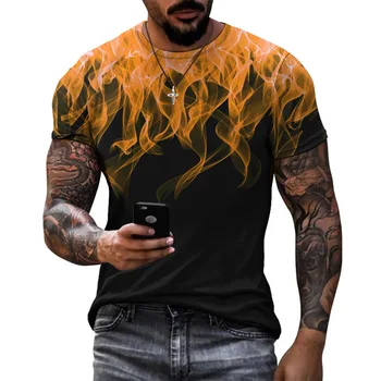 Farebné Plameň Grafické 3D Tlač pánske T-Shirt Módne O-Krku Krátky Rukáv Ulici Trendy Nadrozmerné T Shirt Bežné Mužské Topy Tees