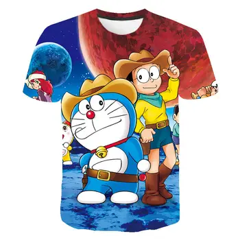 Letné 3D Vytlačené T Shirt Doraemon Bežné Muži, Ženy, Deti Bavlna Cool Fashion Krátky Rukáv Chlapec Dievča Deti Zaujímavé Topy