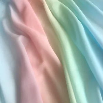 Rainbow Gradient Šifón Mäkké Tečie Tylu Textílie Multi-Tóny Ombre Textílie Pre Farebné Módne Tanečné Prom Šaty Od Meter