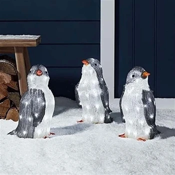 3 Ks/Sada Svetla Do Penguin Vianočné Dekorácie Žiarili Leštenie Penguin Dovolenku Ozdoby s LED Mini Svietidlá pre Vonkajšie