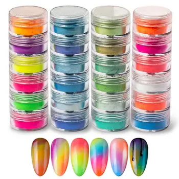 6 Farieb Zimný Sveter Farby na Nechty, Glitter Práškového Cukru Povlak Účinok Nail Art Pigment Prach pre DIY Manikúra Dizajn, Dekorácie 3
