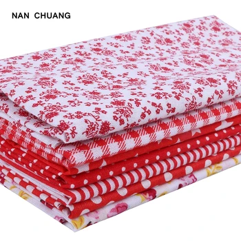 Nanchuang Červená Tenké Bavlnené Tkaniny Patchwork Pre Šitie Zápisník Handričkou Tkaniva Pre Prikrývku, Vyšívanie, Vzor 25x25m 7Pcs/Veľa