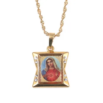 Šťastie Smalt Blahoslavenej Panny Márie Prívesok Náhrdelníky Reťazca Ženy, Dievčatá Kresťanstvo Šperky