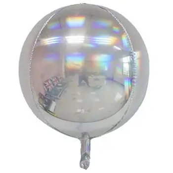 1 Ks Roztomilý 22 Palcový Strieborné Laser 4D Hélium Balóniky Narodeniny, Svadby, Bar Party Dekorácie Kolo Balóny Deti Baby Darček
