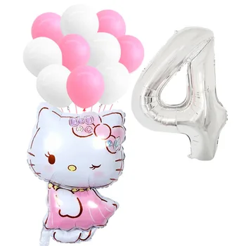 12 ks Cartoon Hello Kitty Strany Balóny nastaviť Deti Narodeninovej Party mačka Fólie balónová Výzdoba Dodávky Baby Sprcha Dekor Globos