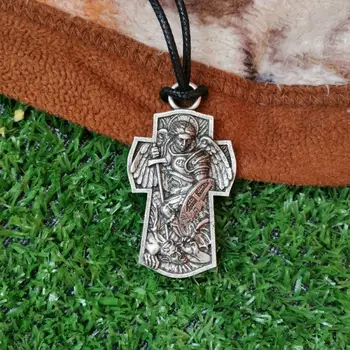 Pánske Trend Retro Štýl Svätého Michala Archanjela Kovový Prívesok Kríž Náhrdelník pre Náboženské Amulet Šperky Darček