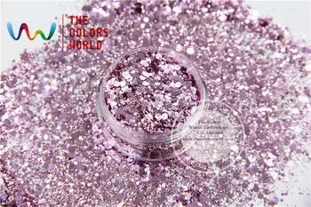 HM2104-264 Mix Ružová jade Farby Hexagon tvary Lesk na nechty umenie ,nechty gel, lak na nechty make-up a DIY dekorácie 1