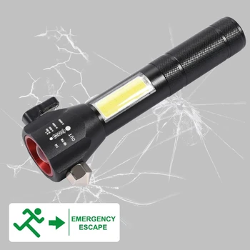 Multi-funkcia Self-defense Baterka L2 KLASU Zoomovateľnom Handlamp USB Nabíjateľné Nepremokavé Uniknúť Nástroj Pre Automobilové Výstražné Svetlá