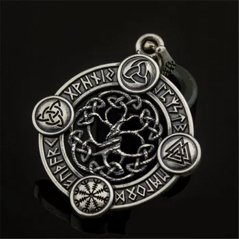 Viking Klasické Módne Retro Dutý Strom Života Keltské Trojuholník Kompas Rune Amulet Náhrdelník Mužov a Žien