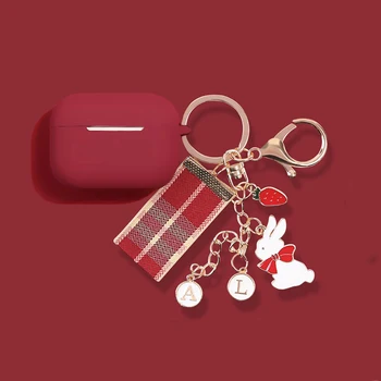 Roztomilé Červené Víno Silikónové Ochranné Králik Keychain Slúchadlá puzdro pre Apple Airpods 2 1 Airpods pro 3 Wireless Headset Kryt