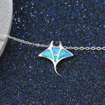 Bohemia Modrá Imitácia Opal Roztomilý Medúzy Prívesok Náhrdelník Rainbow Birthstone Veľryba Zvierat Náhrdelník Ženy Ocean Beach Šperky