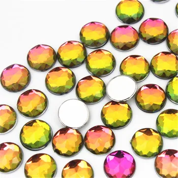 Micui 100ks 12 mm Crystal Rainbow Farebný Akryl Ploché Späť Kamienkami Kolo Kruhu Akryl Drahokamu Č Otvor ZZ91B 1