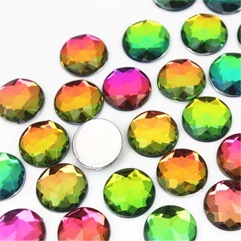 Micui 100ks 12 mm Crystal Rainbow Farebný Akryl Ploché Späť Kamienkami Kolo Kruhu Akryl Drahokamu Č Otvor ZZ91B 2