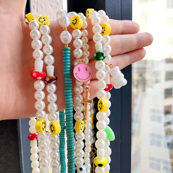 Nové Kórea Candy Farby Roztomilý Húb Pearl Korálkový Náhrdelník Pre Ženy Živice Medveď Srdce Jahoda Perličiek Choker Harajuku Y2K Šperky