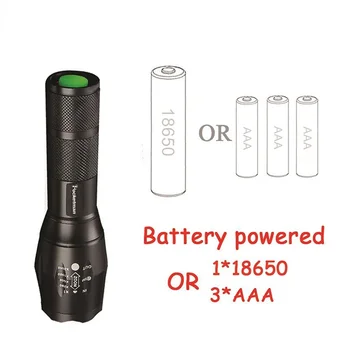 Led Baterka 7200LM 5-Režim Svietidla XML-T6 LED Baterka Zoomovateľnom Zameranie Torche Strane Svetla for18650 Taktická Baterka