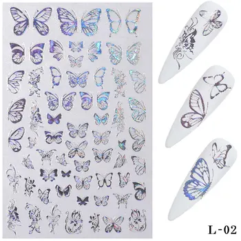 3D Butterfly Nail Art Nálepky, Lepiace Jazdcov Farebné Nechty Prenos Obtlačky Fólie Zábaly Dekorácie Nail Art Laser 8 Vzorov