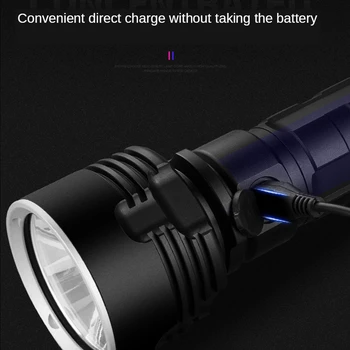 Super Jasné LED Baterka Prenosné L2 XHP50 Taktické Pochodeň USB Nabíjateľné Nepremokavé Pochodeň Ultra Svetlé Svietidla, Camping 4