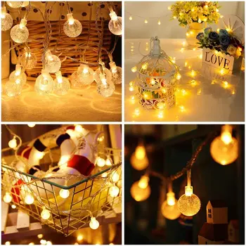 Batérie LED Rozprávkových Svetiel String Crystal Ball/Globe/PeachBlossom Vonkajšie Lampy Garland Vianočné Dovolenku Svadobné Party Decor