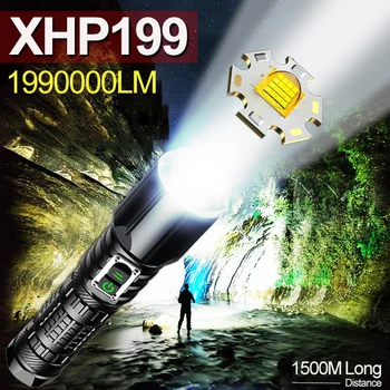 Silný XHP199.9 LED Baterka Xlamp Zoomovateľnom Lov Svetlo XHP50.2 Prenosné Pochodeň Svetla Nepremokavé Silný Lanterna 26650