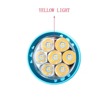 100M Ponoriť Baterka 7xXM-L2 LED Podvodné Nepremokavé Potápanie Biele Svetlo /Žlté Svetlo Baterky Potápanie Lampa Používať 3x26650 Batérie