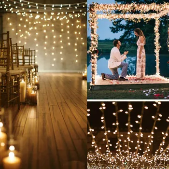 Ovládanie hudby/8 Osvetlenie Režim Garland USB Svadobné Party Dekor Vianočné Okno Opony String Svetlo 3x3m LED Víla Svetlo Vonkajšie