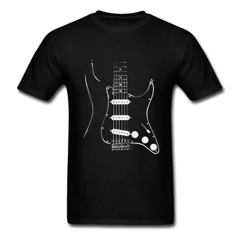 Black Gitara Strat Stratocaster Krátke Rukávy T-shirts Teenage Hip Hop Topy Tee Okrúhlym Výstrihom pánske Tričko Pre Tím