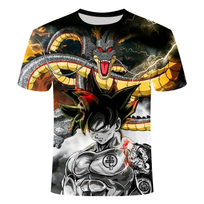 2021 nové T-shirt O-Krku 3D tlač krátky rukáv Ležérny štýl Dragon-Lopta Super-Super-Super Saiyan Goku Topy Lete Homme pánske Oblečenie 1