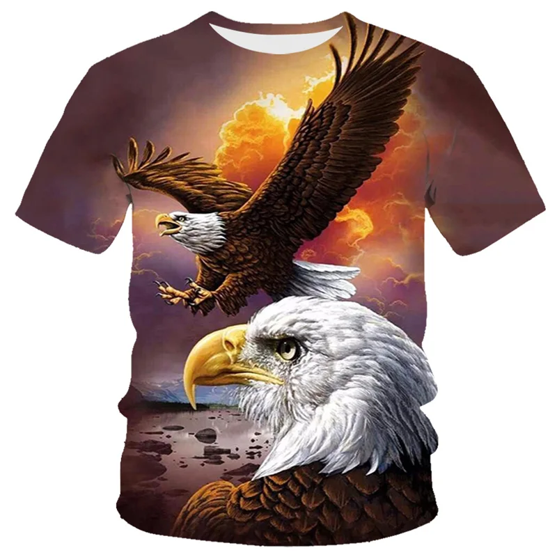 Punk Eagle A Plameň Phoenix Zvierat Grafické Mužov A Žien 3D Print T Shirt Módne O'Neck Krátky Rukáv Nadrozmerné T-Shirt Topy 1