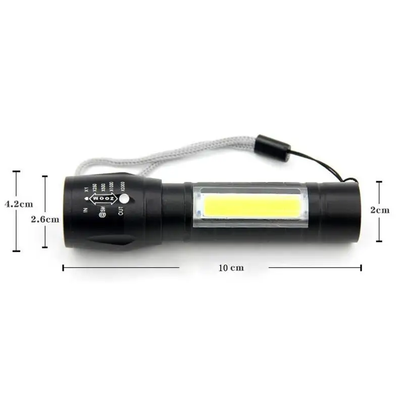 USB Rechargable Prenosné LED Baterka T6 COB LED Baterkou Nepremokavé Kempingové Svietidlo Zoomovateľnom Sústrediť Svetlo Taktická Baterka 1