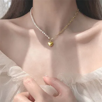 Trendy Chokers Náhrdelníky Zlatá / Strieborná Farba Srdce Prívesok Syntetická Perla Vintage Šperky pre Ženy, Dievčatá INY Darček Dropshipping