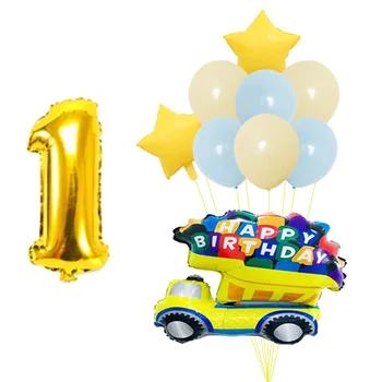 1set Auto Narodeninové Balóny Inžinierstva Vlak 32inch Číslo Balón Strana navrhne Dekor Baby Sprcha detské Hračky Vzduchu Globos