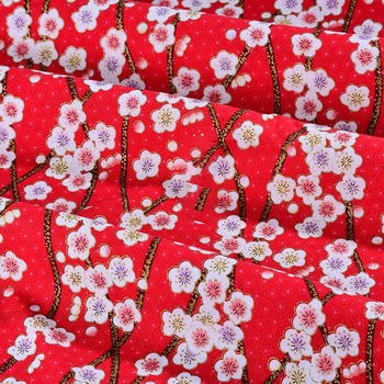 Tmavo Modrá Červená Japonský Bavlna Cherry Blossom Samoopaľovacie Látky, Precut Šitie Textílie Patchworks Prešívanie DIY Japonský Textílie