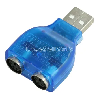 Pre PS/2 Myš Klávesnica USB Dual 2 PS2 PS/2 Converter Adaptér Modrá 1Pc Nové