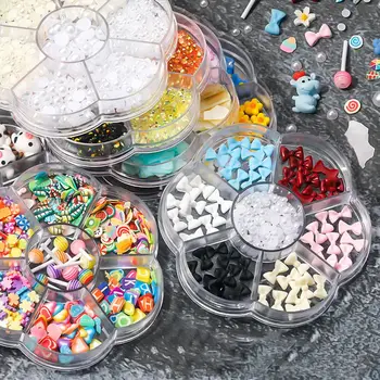 Lesk Kvety Crystal DIY Nechtov Umelecké potreby na Manikúru Príslušenstvo Cartoon Nail Art Dekorácie 3D Nail zobrazili kľúčové tlačidlá Set