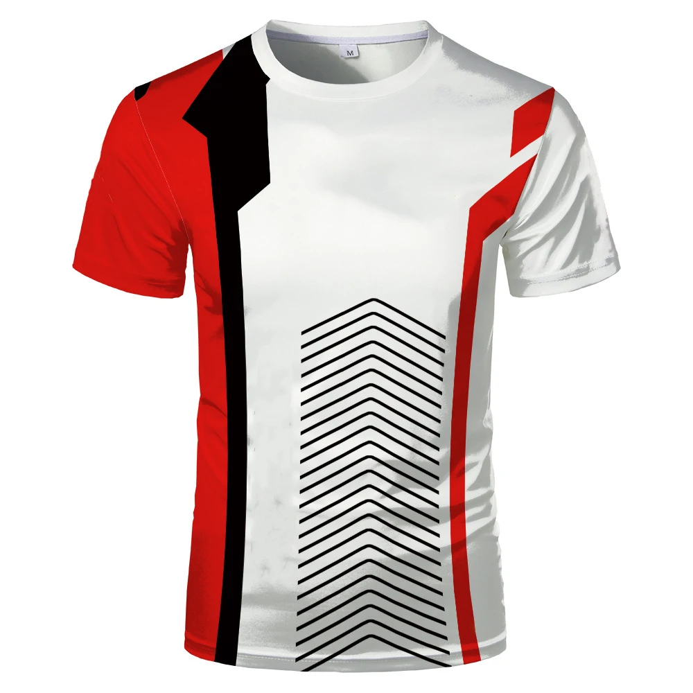 Letné Módne Športové O-Krku Bežné Krátky Rukáv Trendy pánske 3D Vytlačené Priedušná T-Shirt Top 2
