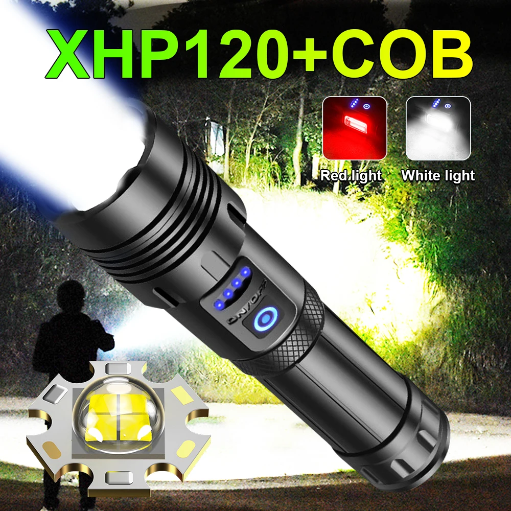 Najnovšie Super Svetlé XHP120 KLASU Baterka Pochodeň XHP90 USB Vysoký Výkon Nabíjateľná LED Baterky 18650 Silný Kempingové Svietidlo 2