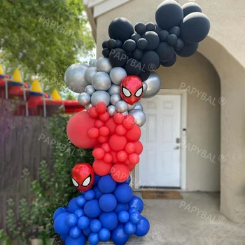 134pcs Marvel Spiderman Arch Garland Balóny Reťaz Sada 10 inch Červená Modrá Latexový Balón Dieťa Boys Darčeky, Narodeninová Párty Dekorácie 2