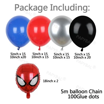 134pcs Marvel Spiderman Arch Garland Balóny Reťaz Sada 10 inch Červená Modrá Latexový Balón Dieťa Boys Darčeky, Narodeninová Párty Dekorácie 3