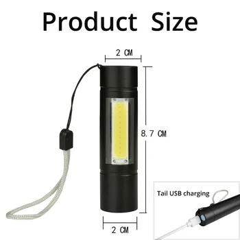 Mini LED Baterka Vstavané 14500 USB Nabíjateľné Q5+KLAS 3 Režimy Pochodeň Linterna Rybárske Svetlo Lov na Čítanie 0